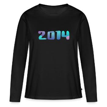 Geburtstagsgeschenk 2014 Jahrgang 2014 Retro 2014 - Frauen Premium Bio Langarmshirt - Schwarz - Vorne - Julia (174cm)