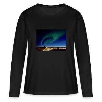 Aurora City Incroyable aurores boréales Aurora City A - T-shirt manches longues Premium bio Femme - noir - Devant - Julia (174cm)