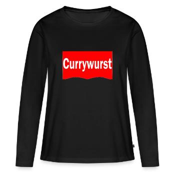 Currywurst - Frauen Premium Bio Langarmshirt - Schwarz - Vorne - Julia (174cm)