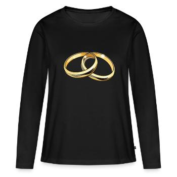 Anneaux de mariage symbole mariage - T-shirt manches longues Premium bio Femme - noir - Devant - Julia (174cm)