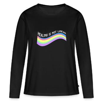 Sensibilisation La guérison en santé mentale n’est pas linéaire - T-shirt manches longues Premium bio Femme - noir - Devant - Julia (174cm)