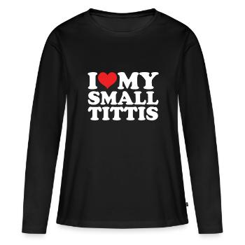 Kleine Brüste Titties Titten Busen Brust Satire - Frauen Premium Bio Langarmshirt - Schwarz - Vorne - Julia (174cm)
