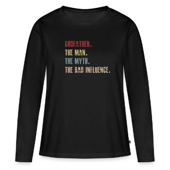 Parrain L'Homme Le Mythe La Mauvaise Influence - T-shirt manches longues Premium bio Femme - noir - Devant - Julia (174cm)