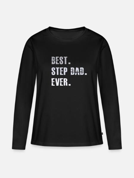 Bester Schritt-Vati überhaupt - Frauen Premium Bio Langarmshirt - Schwarz