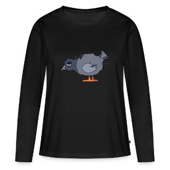 Pigeon fatigué - T-shirt manches longues Premium bio Femme - noir - Devant - Julia (174cm)