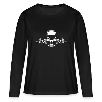 Verre à vin rouge Verre à vin - T-shirt manches longues Premium bio Femme - noir - Devant - Julia (174cm)