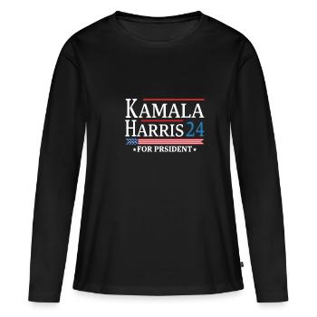 Kamala Harris 2024 für den Wahlkampf - Frauen Premium Bio Langarmshirt - Schwarz - Vorne - Julia (174cm)