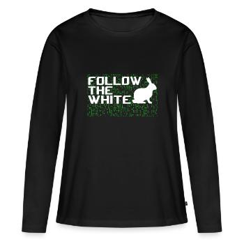 Suivez le lapin blanc! - T-shirt manches longues Premium bio Femme - noir - Devant - Julia (174cm)