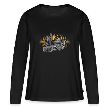 Modelleisenbahn - Frauen Premium Bio Langarmshirt - Schwarz - Vorne - Julia (174cm)