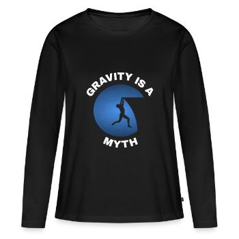 La gravité est un mythe - T-shirt manches longues Premium bio Femme - noir - Devant - Julia (174cm)