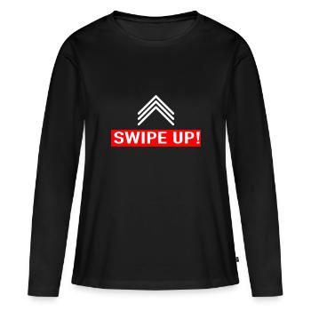 swipe up follower instagram social media likes - Frauen Premium Bio Langarmshirt - Schwarz - Vorne - Julia (174cm)