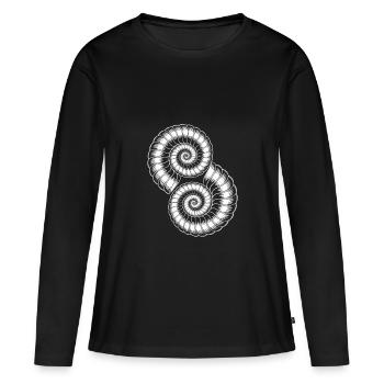 Ammoniten Fossilien Urzeit - Frauen Premium Bio Langarmshirt - Schwarz - Vorne - Julia (174cm)
