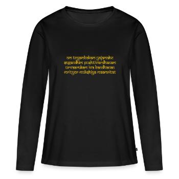 Om tryambakam Mantra yellow - T-shirt manches longues Premium bio Femme - noir - Devant - Julia (174cm)
