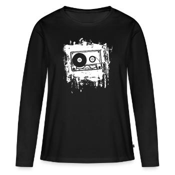 cassette - T-shirt manches longues Premium bio Femme - noir - Devant - Julia (174cm)