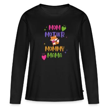 Maman Mère Maman Maman - Renard - T-shirt manches longues Premium bio Femme - noir - Devant - Julia (174cm)
