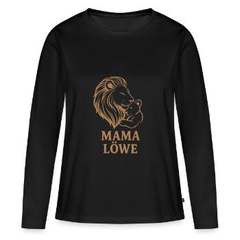 Lion Mom Child Parents Love Design Shirt - Women's Premium Organic Long Sleeve Shirt - black - Front - Julia (174cm)