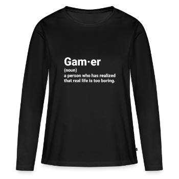 Gamer Definition pour les fans de jeux vidéo - T-shirt manches longues Premium bio Femme - noir - Devant - Julia (174cm)