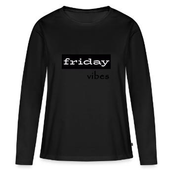 vendredi Vibes - T-shirt manches longues Premium bio Femme - noir - Devant - Julia (174cm)