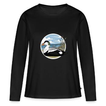 Eider Duck Somateria Mollissima - T-shirt manches longues Premium bio Femme - noir - Devant - Julia (174cm)