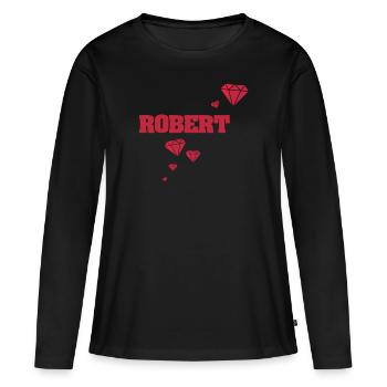 Geschenkidee Robert - Frauen Premium Bio Langarmshirt - Schwarz - Vorne - Julia (174cm)