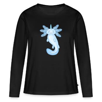Blauer Axolotl - Frauen Premium Bio Langarmshirt - Schwarz - Vorne - Julia (174cm)