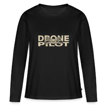 Drone Drone Drone Quadricoptère Anniversaire - T-shirt manches longues Premium bio Femme - noir - Devant - Julia (174cm)