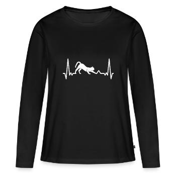 Chat chat chat - T-shirt manches longues Premium bio Femme - noir - Devant - Julia (174cm)