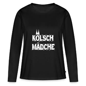 Kölsch Mädche - Kölnerin Kölner Dom Köln Kölle - Frauen Premium Bio Langarmshirt - Schwarz - Vorne - Julia (174cm)