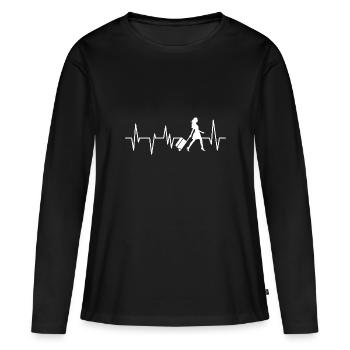 Reise Urlaub Reisen - Frauen Premium Bio Langarmshirt - Schwarz - Vorne - Julia (174cm)