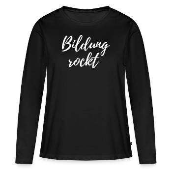 Bildung - Frauen Premium Bio Langarmshirt - Schwarz - Vorne - Julia (174cm)
