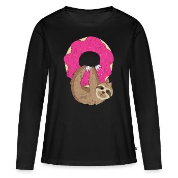Donoth paresseux se détendre - T-shirt manches longues Premium bio Femme - noir - Devant - Julia (174cm)