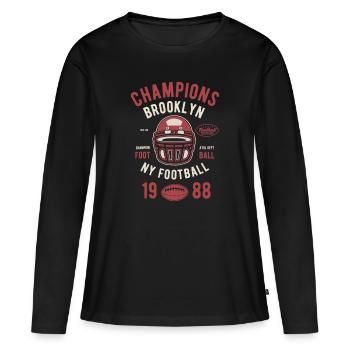 Champions Brooklyn Football - T-shirt manches longues Premium bio Femme - noir - Devant - Julia (174cm)