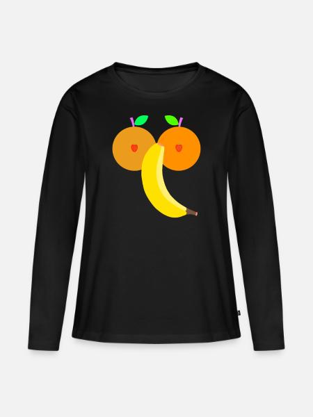 Obst - Frauen Premium Bio Langarmshirt - Schwarz