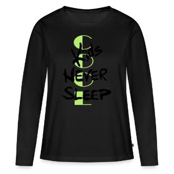 cool Kids never sleep - Frauen Premium Bio Langarmshirt - Schwarz - Vorne - Julia (174cm)