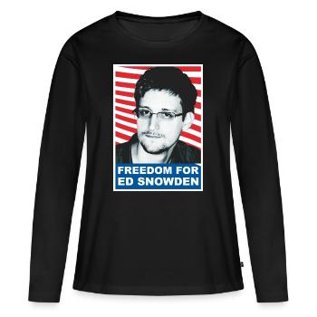 LIBERTÉ POUR EDWARD SNOWDEN ED 02 - T-shirt manches longues Premium bio Femme - noir - Devant - Julia (174cm)