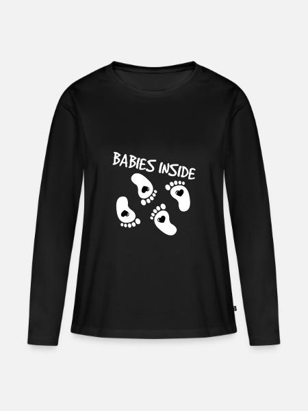 Zwillinge Schwangerschaft - Frauen Premium Bio Langarmshirt - Schwarz