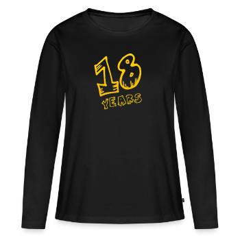 18 years - T-shirt manches longues Premium bio Femme - noir - Devant - Julia (174cm)