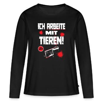 Lustiger Spruch für Metzger oder Fleischer - Frauen Premium Bio Langarmshirt - Schwarz - Vorne - Julia (174cm)