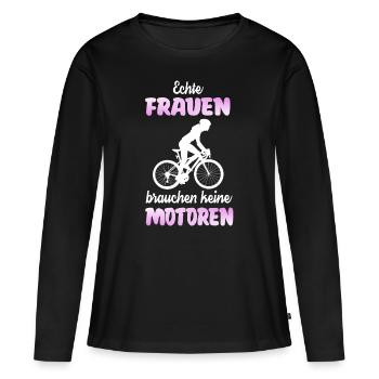 Rennrad Fahrrad Bike Geschenk Idee Frauen - Frauen Premium Bio Langarmshirt - Schwarz - Vorne - Julia (174cm)