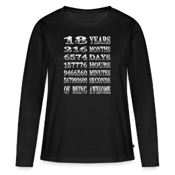 18ème anniversaire. Cadeau joyeux anniversaire - T-shirt manches longues Premium bio Femme - noir - Devant - Julia (174cm)