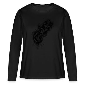 Eidechse Tattoo Splash Tribal - Frauen Premium Bio Langarmshirt - Schwarz - Vorne - Julia (174cm)