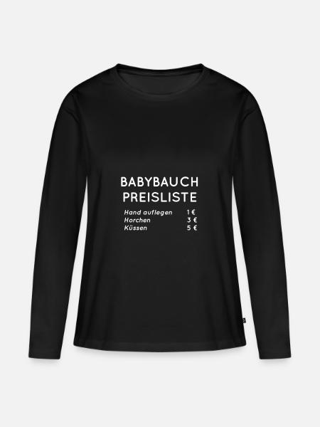Babybauch Preisliste - Frauen Premium Bio Langarmshirt - Schwarz