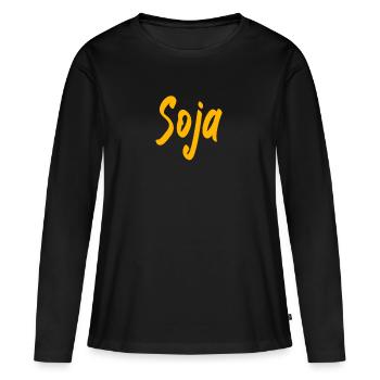 Soja Cadeau Idée cadeau Végétarien Veggie - T-shirt manches longues Premium bio Femme - noir - Devant - Julia (174cm)