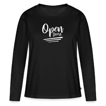 Open Doors Offene Türen - Frauen Premium Bio Langarmshirt - Schwarz - Vorne - Julia (174cm)