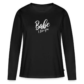Babe i love you - T-shirt manches longues Premium bio Femme - noir - Devant - Julia (174cm)