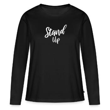 Stand up - T-shirt manches longues Premium bio Femme - noir - Devant - Julia (174cm)