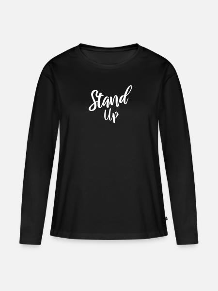 Stand up - Frauen Premium Bio Langarmshirt - Schwarz