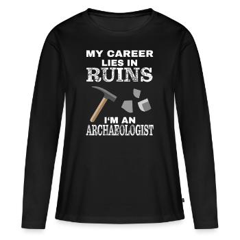 archeology - Women's Premium Organic Long Sleeve Shirt - black - Front - Julia (174cm)