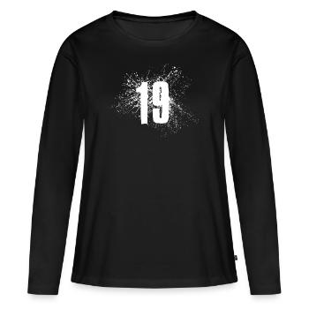 19e anniversaire dix-neuf - T-shirt manches longues Premium bio Femme - noir - Devant - Julia (174cm)