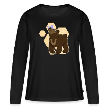 Bear Butterfly - T-shirt manches longues Premium bio Femme - noir - Devant - Julia (174cm)